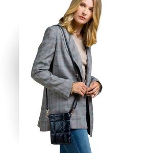 Metallic Insulated Bubble Cross Body Bag, Black, Ruggine, NWT